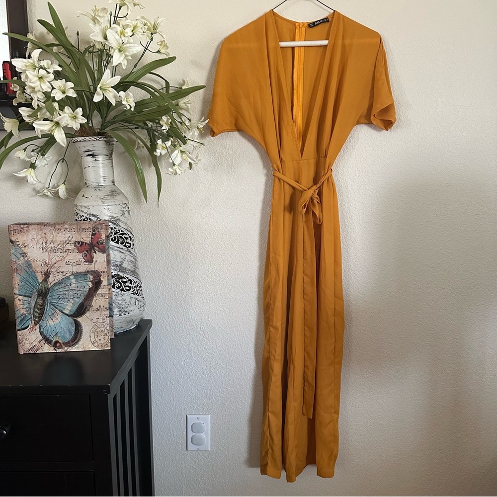 SHEIN Golden Yellow Belted Jumpsuit